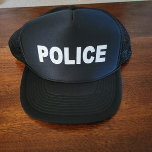 Vintage Madhatter Black Rope Braid Police Hat Cap Snapback